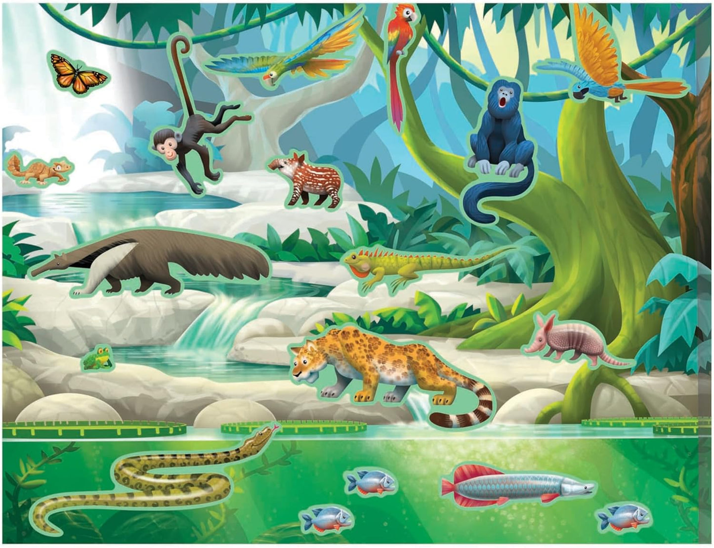 Bloc De Autoadhesivos Reutilizables - Selva y Sabana PORFYDYA