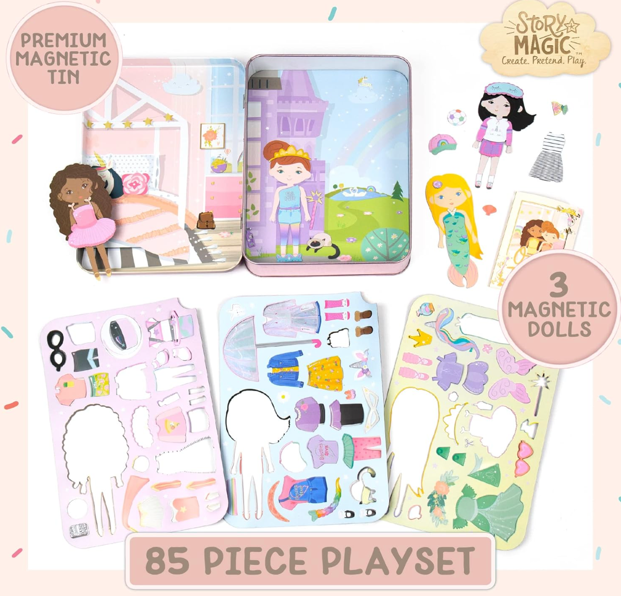 Story Magic Dress-Up Dolls Travel Playset PORFYDYA