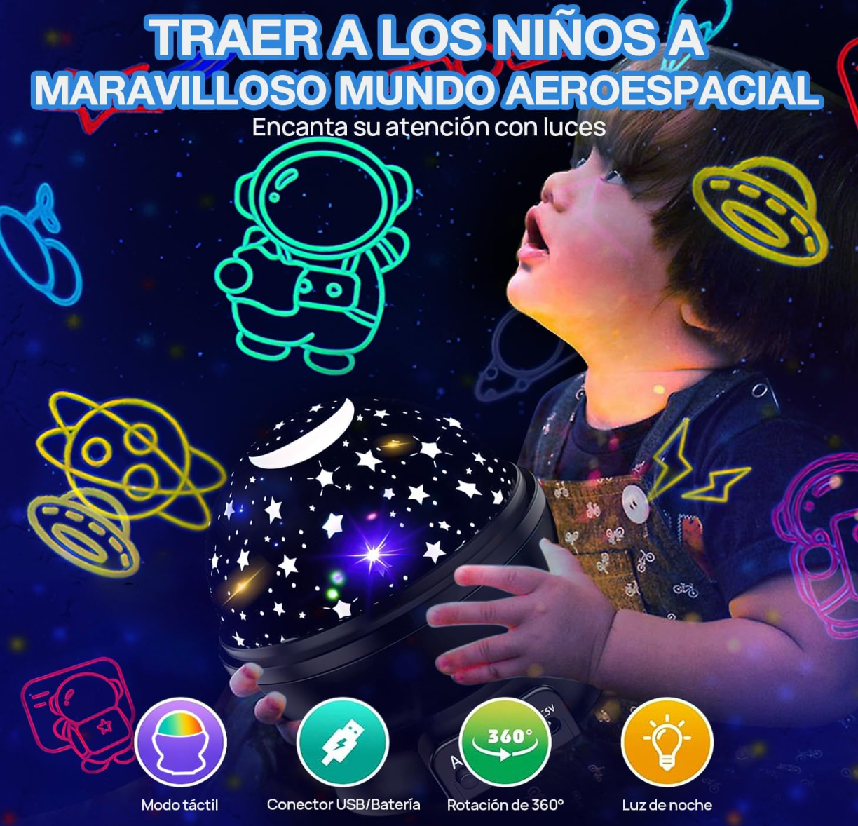 Proyector de Luces Dinosaurio/Estrellas/Espacio PORFYDYA