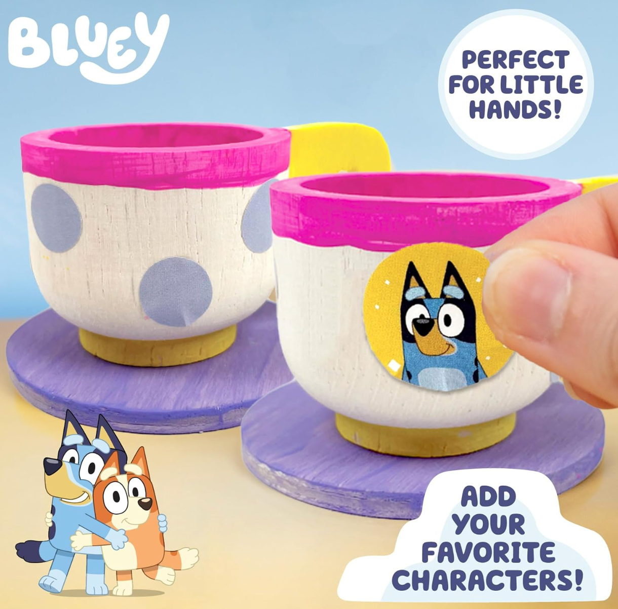 Bluey Paint & Play Juego de té – Juego de 6 piezas de madera PORFYDYA