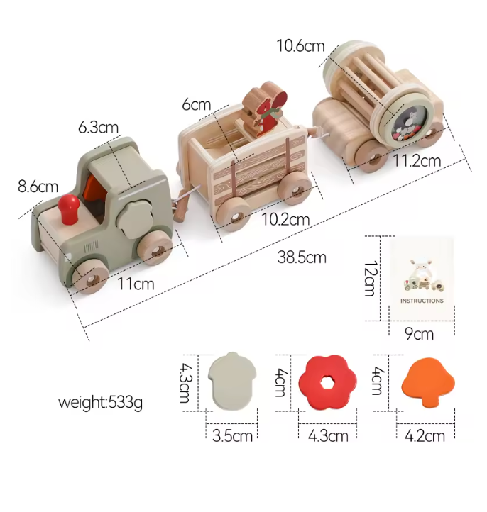 Tren Madera con Juguetes Ardilla PORFYDYA