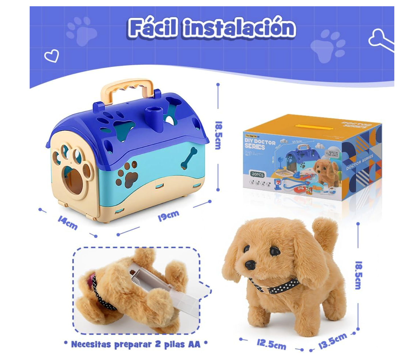 Perro de Peluche Electrónico Interactivo Que Camina y Ladra con Accesorios PORFYDYA