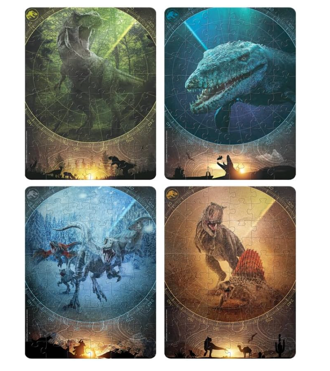 Jusassic World Novelty, Rompecabezas 4 en 1 PORFYDYA