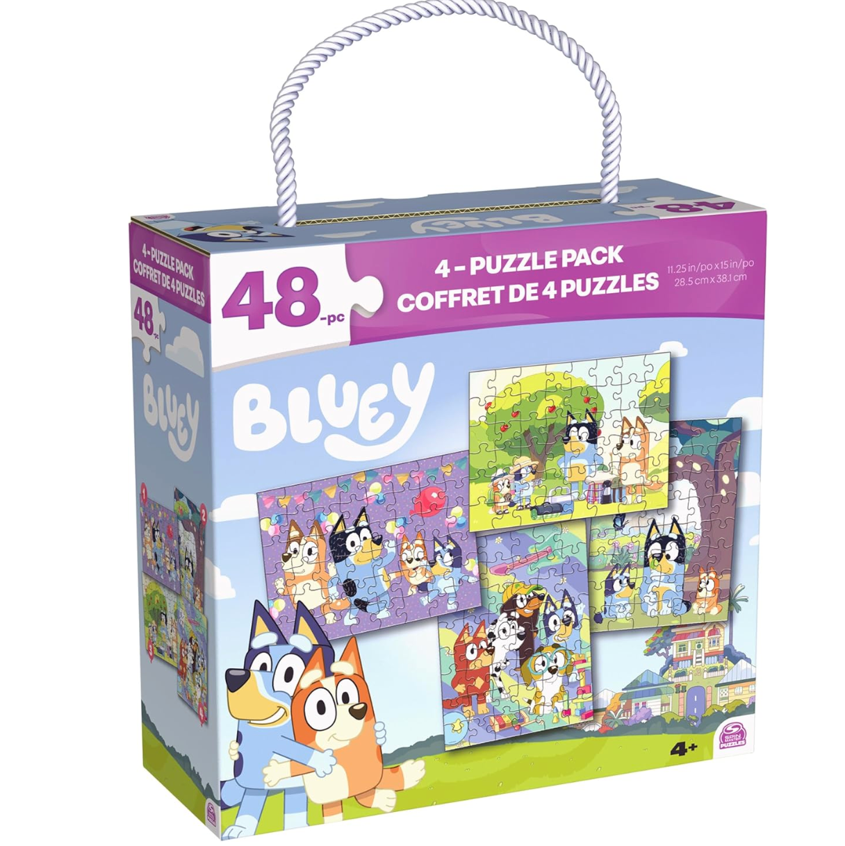 Bluey, Set de 4 Rompecabezas de 48 Piezas PORFYDYA