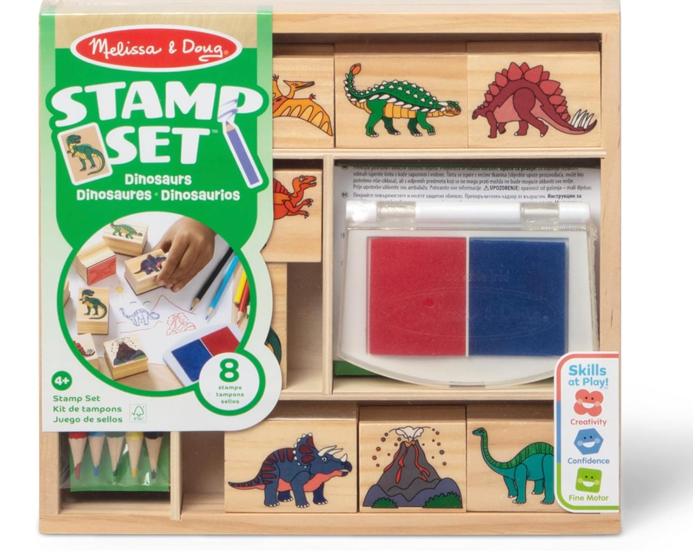 Melissa & Doug Set de Sellos de Madera - Dinosaurios PORFYDYA